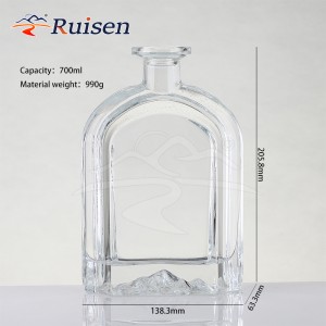 Customized Transparent Glass Vodka Whiskey 700ml 750ml High Quality  