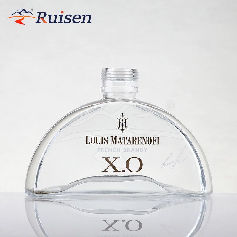 700ml Brandy Glass Bottle Unique Half Round Shape Premium Liquor Packaging Container For Alcohol 
