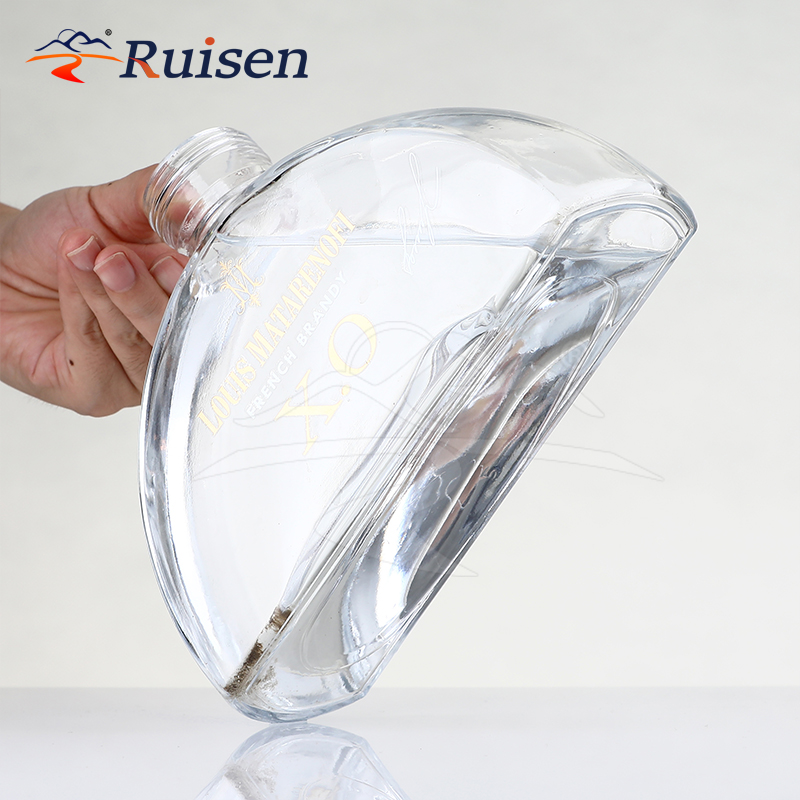 700ml Brandy Glass Bottle Unique Half Round Shape Premium Liquor Packaging Container For Alcohol  