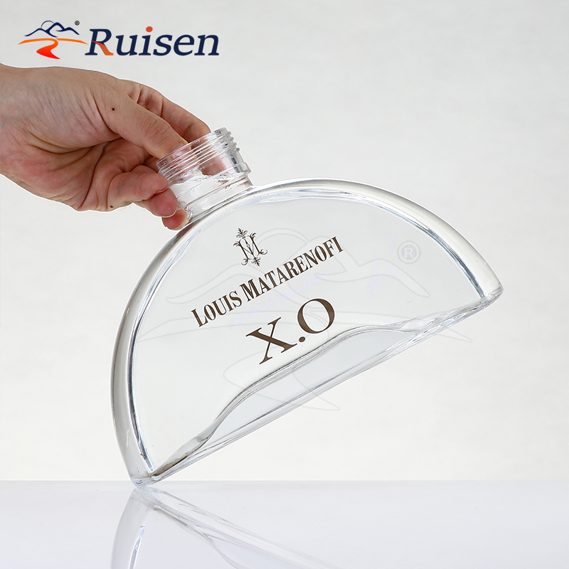 700ml Brandy Glass Bottle Unique Half Round Shape Premium Liquor Packaging Container For Alcohol  