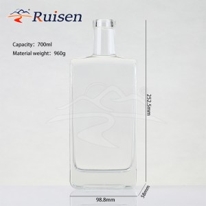 500ml High Quality Rectangle Liquor Empty Glass Bottle Whisky Glass Wine Bottle 