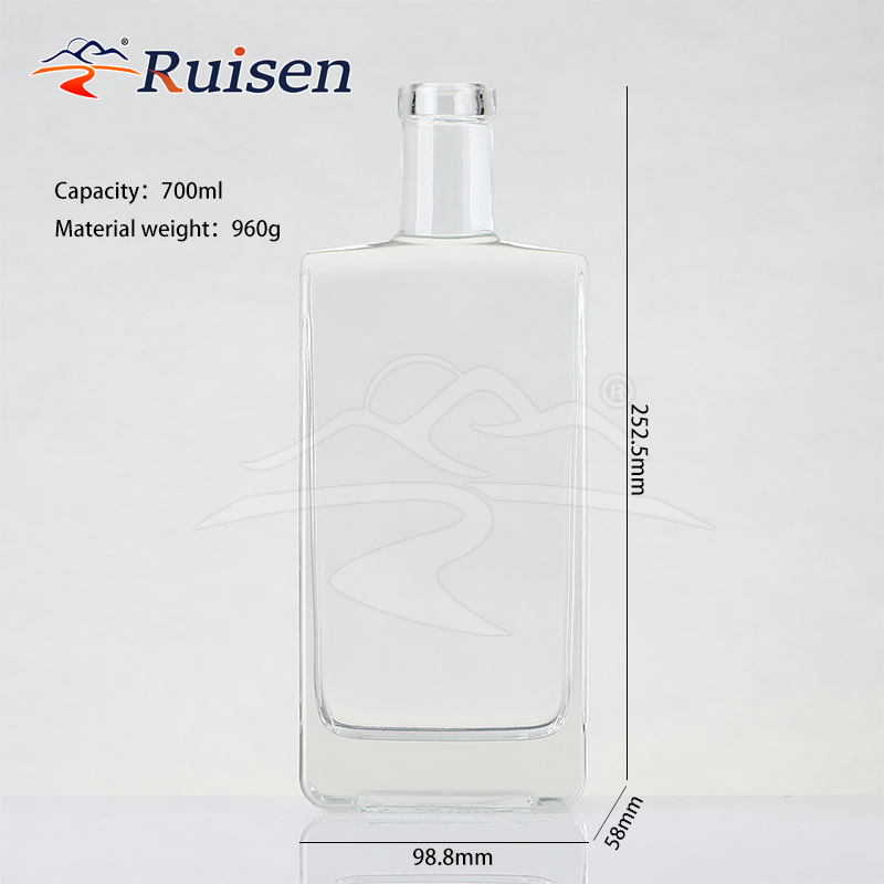 500ml High Quality Rectangle Liquor Empty Glass Bottle Whisky Glass Wine Bottle 