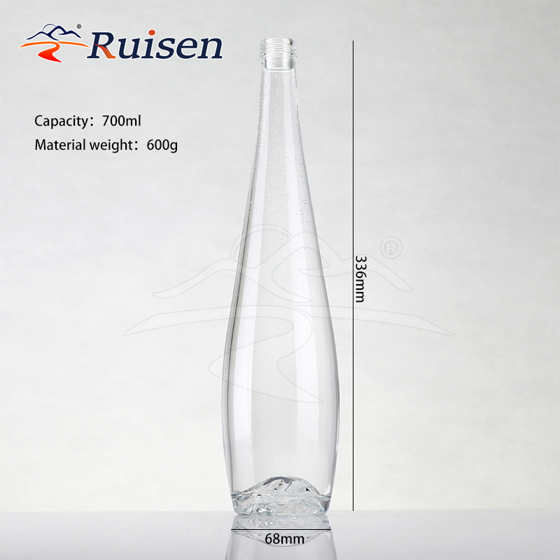 750ml 700ml 500ml Factory Custom-made Thin Tall Round Cork Mouth Long Neck Thick Bottom Gin Rum Liquor Glass Bottle 