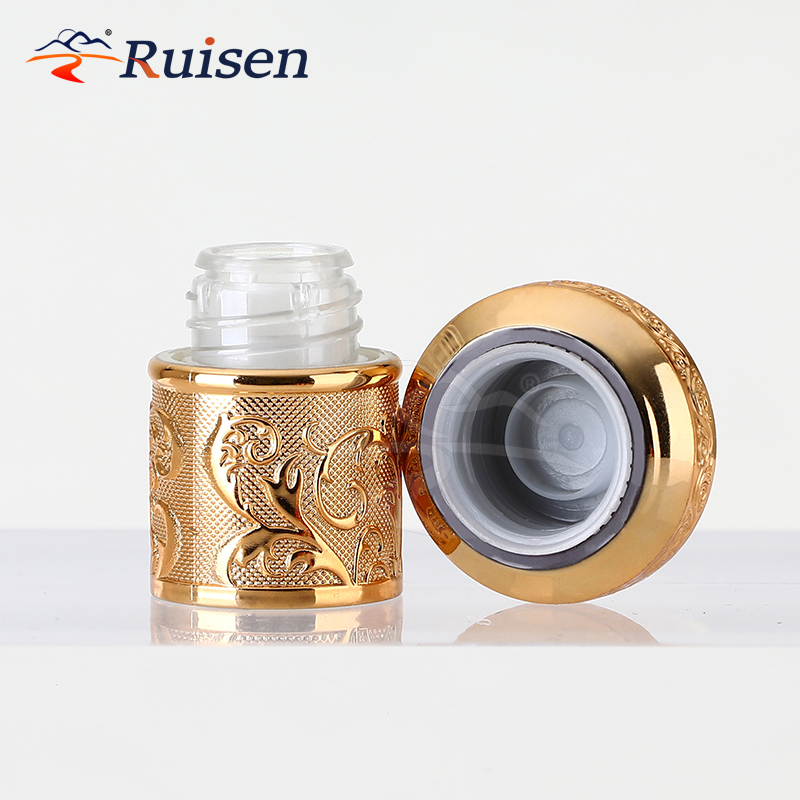 Luxury Plastic Glass Bottle Caps T Cork Logo Design UV Coating Golden Wooden Cork for Red Wine High-end Bottles 