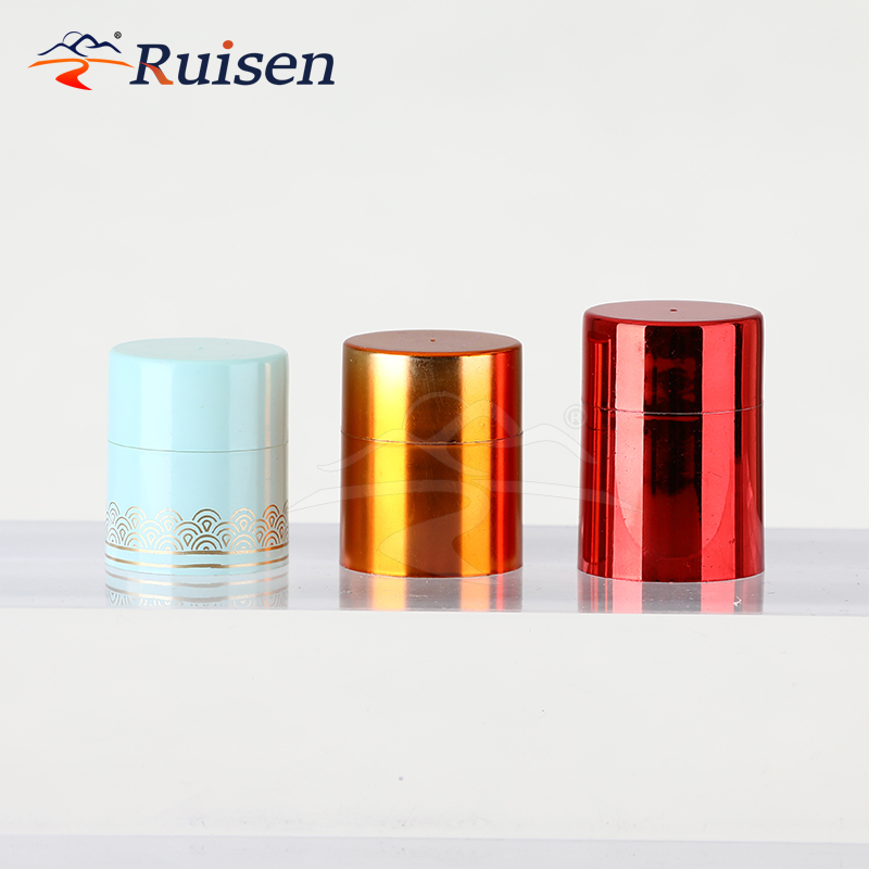 33*58mm Elegant Color Customized Hot Stamping Logo Non-Refillable Closure Pilfer Proof Aluminum-Plastic ROPP Spirit Bottle Cap 