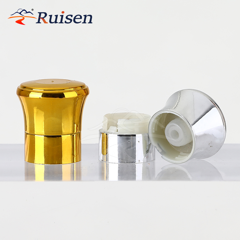 Customized Luxury Wooden Cap Lid Stopper Assembled Circle Ring Part with Cork with Metal Zinc Alloy Wine Bottles Custom 