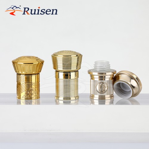 Luxury Perfume Bottle Lids Screw Seal Vodka Whisky Lid Metal Zinc Alloy Zamac Custom Mad 15mm Aluminium Wine Liquor Bottle Cap