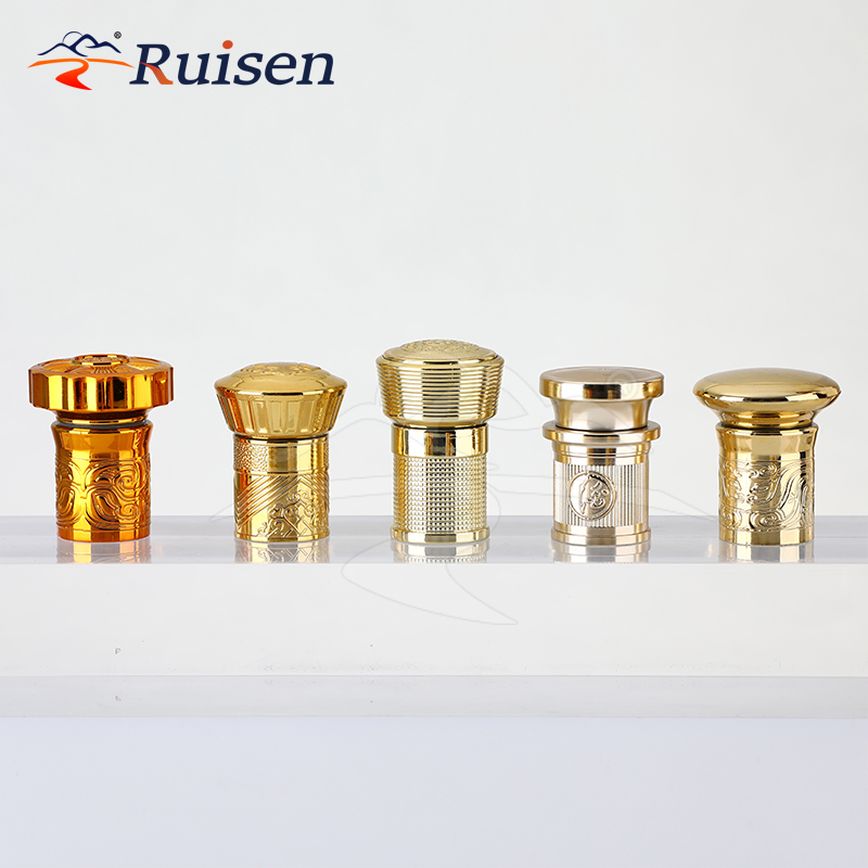 Luxury Perfume Bottle Lids Screw Seal Vodka Whisky Lid Metal Zinc Alloy Zamac Custom Mad 15mm Aluminium Wine Liquor Bottle Cap 