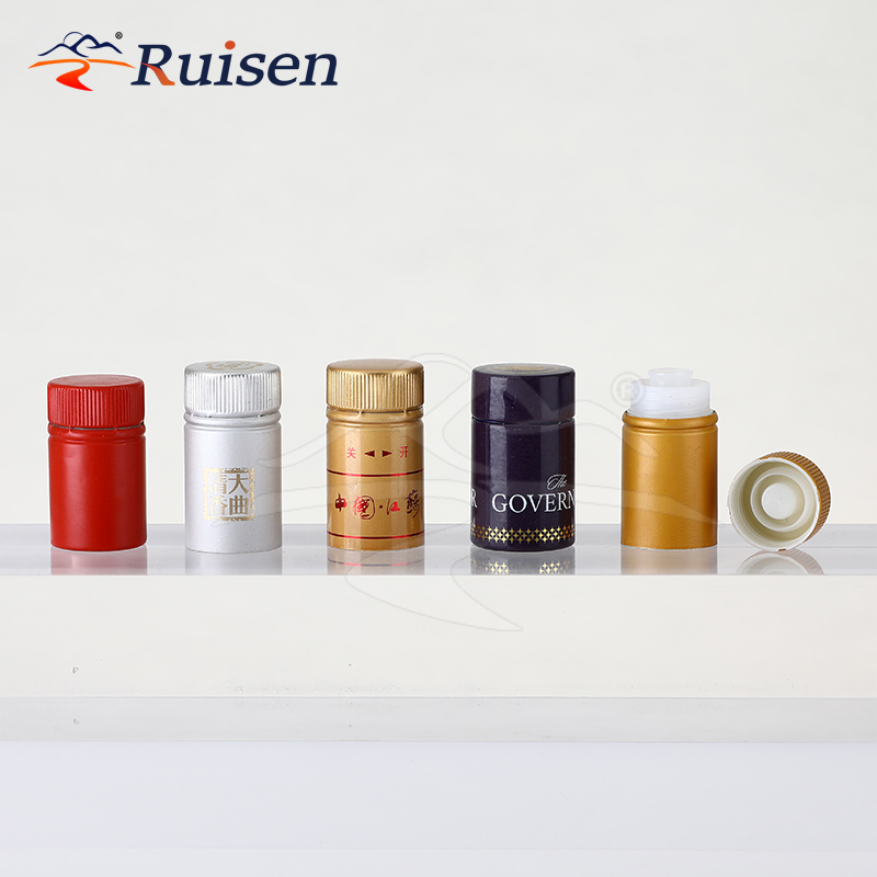 Customized Hot Stamping logo Aluminium Wine Screw Cap 30*60mm Anti-theft Caps with PE Lining 