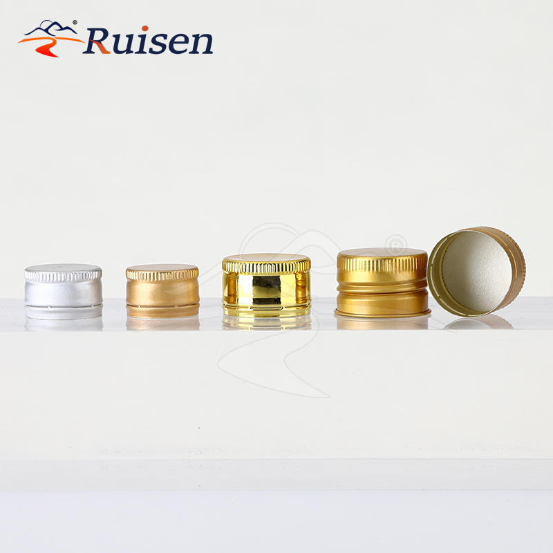 GMP Certified 25mm Golden Aluminum Pilfer-Proof Cap Metal Bottle Stopper for Bottle Usage 