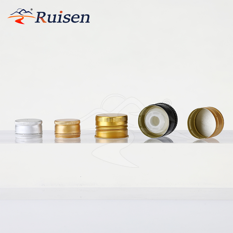 GMP Certified 25mm Golden Aluminum Pilfer-Proof Cap Metal Bottle Stopper for Bottle Usage 
