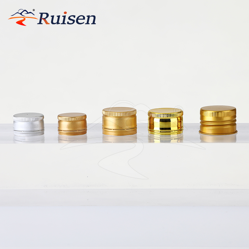 GMP Certified 25mm Golden Aluminum Pilfer-Proof Cap Metal Bottle Stopper for Bottle Usage 