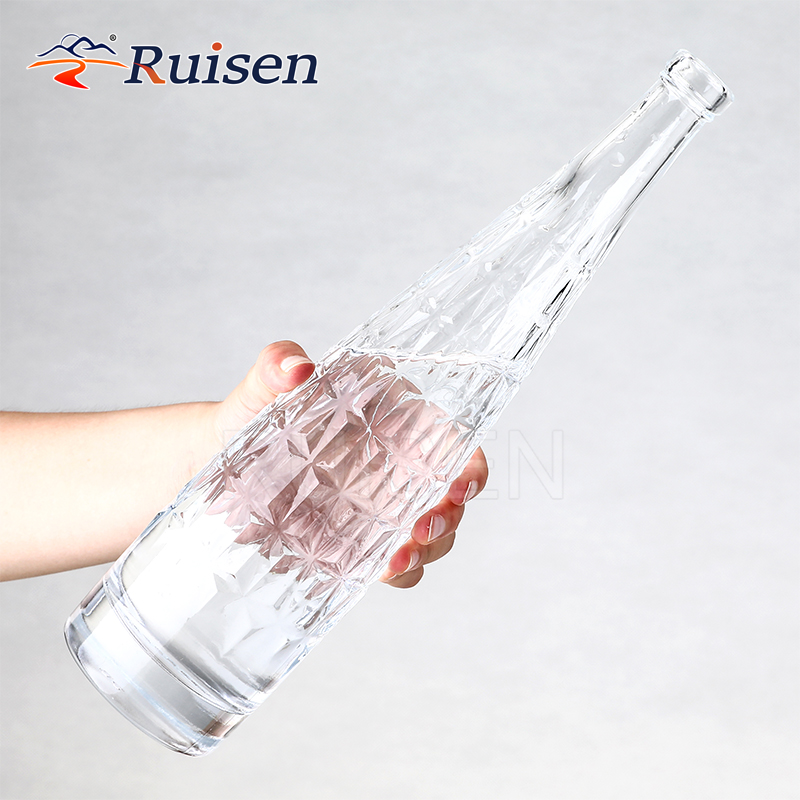 Luxury shaped empty glass drinking bottle wine drink juice 750ml 