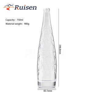 Luxury shaped empty glass drinking bottle wine drink juice 750ml 
