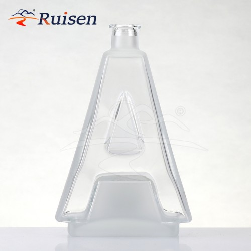 Unique Custom a Shape Bottle  clear Glass Spirit Drink Bottle 750 ml