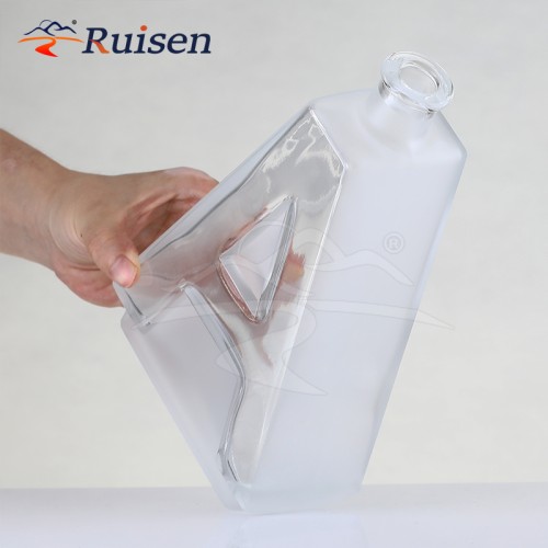 Unique Custom a Shape Bottle  clear Glass Spirit Drink Bottle 750 ml
