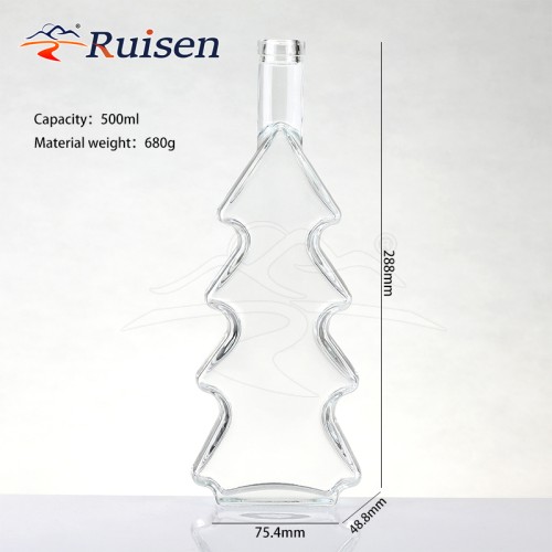 Christmas tree shaped glass fruit wine bottle 500ml