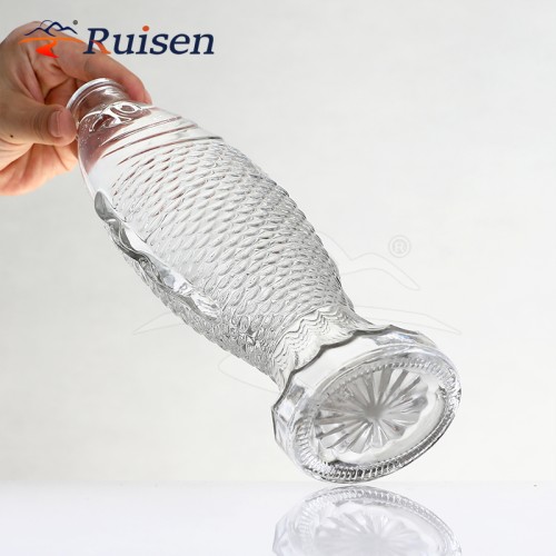 Wholesale New Design Fish Unique Style Animal Glass Bottle Customized Water Bottle with Sealed Lid Beverage White Wine 500ml
