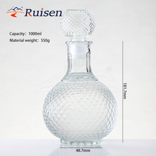 250ml 500ml 750ml 1000ml Factory Wholesale Transparent Homemade Whisky Brandy Dispenser Custom Empty Wine Bottle