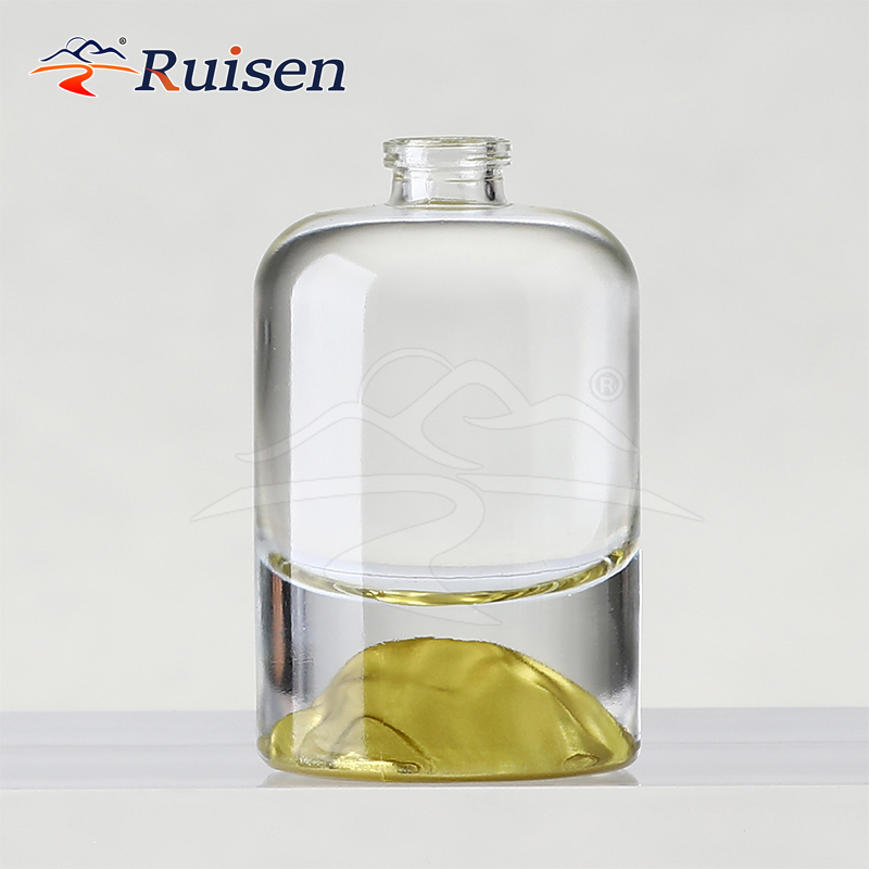 Unique Volcanic Rock Glass Perfume Bottle 30ml 50ml 100ml Thick Bottom Red Lid Pump Sprayer Cylinder Shape Packaging Parfum