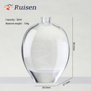 50ml Flat Water Drop Perfume Bottle Transparent Empty Glass Perfume Bottle, Can Be Reused, Customized and Wholesale 