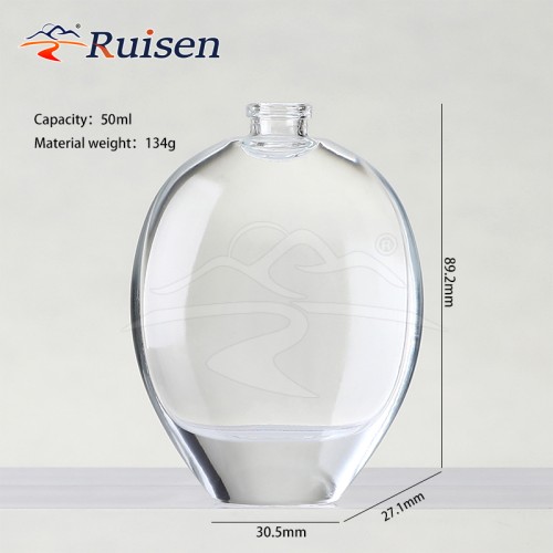 50ml Flat Water Drop Perfume Bottle Transparent Empty Glass Perfume Bottle, Can Be Reused, Customized and Wholesale