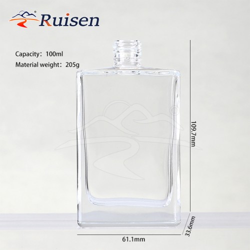 Factory Direct Sales 100ml Transparent Flat square Perfume Bottle Bayonet Glass Bottle Wholesale