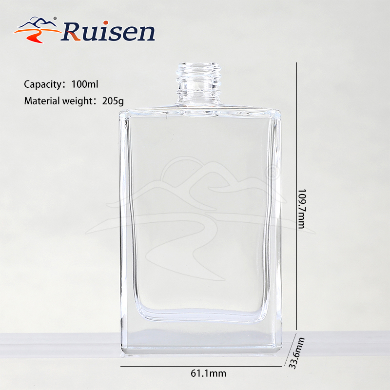 Factory Direct Sales 100ml Transparent Flat square Perfume Bottle Bayonet Glass Bottle Wholesale 