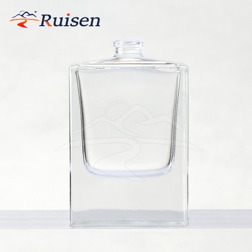 High Quality Empty Flat Square Crimp Luxury Perfume Spray Glass Bottle 50ml