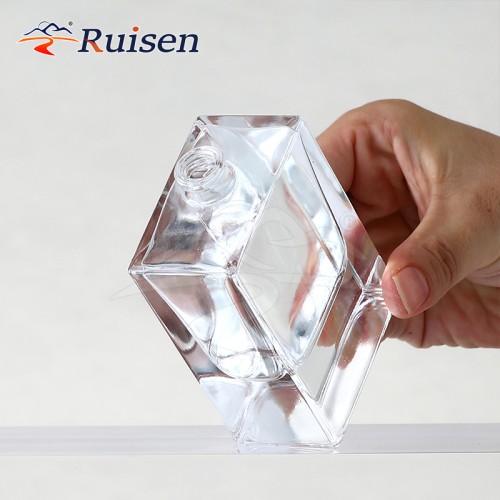 High Quality Empty Flat Square Crimp Luxury Perfume Spray Glass Bottle 50ml