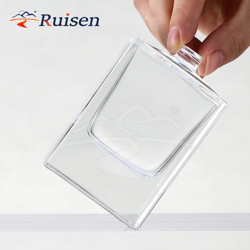 High Quality Empty Flat Square Crimp Luxury Perfume Spray Glass Bottle 50ml