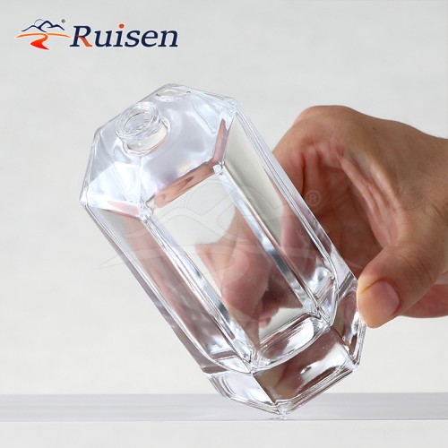 New Design 110ml Empty clear Hexagon Perfume Glass Bottle With 15mm Crimp Neck of G0021