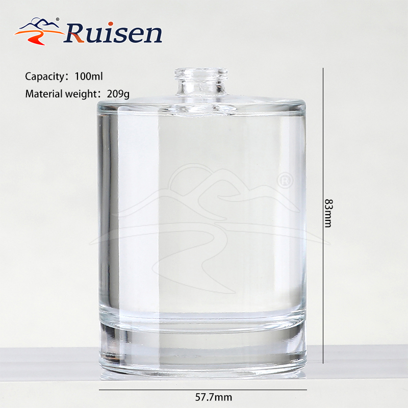 30Ml Cylindrical Thick Bottom High Transparent Perfume Bottle Portable 50ml Fillable Black Cap Spray Fine Mist Dispensing Bottle 