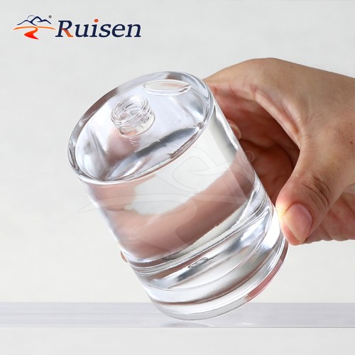 30Ml Cylindrical Thick Bottom High Transparent Perfume Bottle Portable 50ml Fillable Black Cap Spray Fine Mist Dispensing Bottle