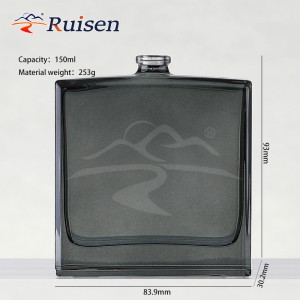 Square Transparent Grey Glass Perfume Bottle 50ml/100ml Empty Packaging Clear with Crimp Spray for Cosmetics Serum Box Packed 