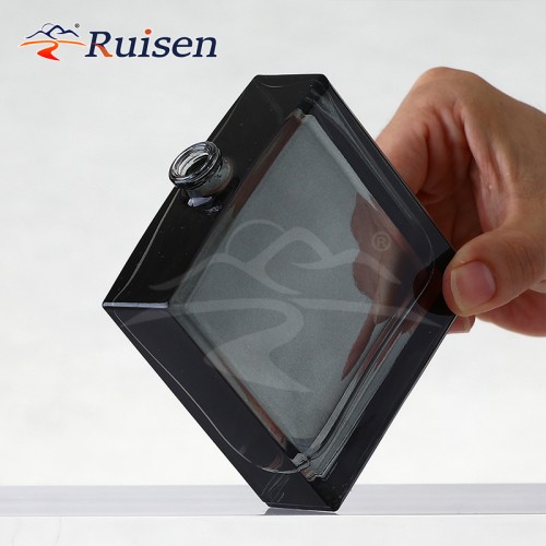 Square Transparent Grey Glass Perfume Bottle 50ml/100ml Empty Packaging Clear with Crimp Spray for Cosmetics Serum Box Packed