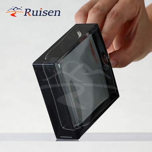 Square Transparent Grey Glass Perfume Bottle 50ml/100ml Empty Packaging Clear with Crimp Spray for Cosmetics Serum Box Packed