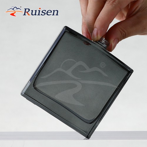 Square Transparent Grey Glass Perfume Bottle 50ml/100ml Empty Packaging Clear with Crimp Spray for Cosmetics Serum Box Packed