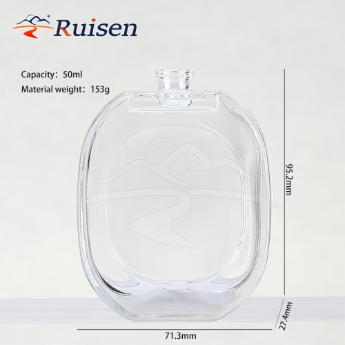 50ml Square Glass Perfume Bottle with Screw-Mouthed & Silk-Mouthed Roll Cap Personalized Cosmetic Empty Bottle Detachable