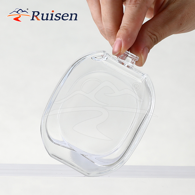 50ml Square Glass Perfume Bottle with Screw-Mouthed & Silk-Mouthed Roll Cap Personalized Cosmetic Empty Bottle Detachable 