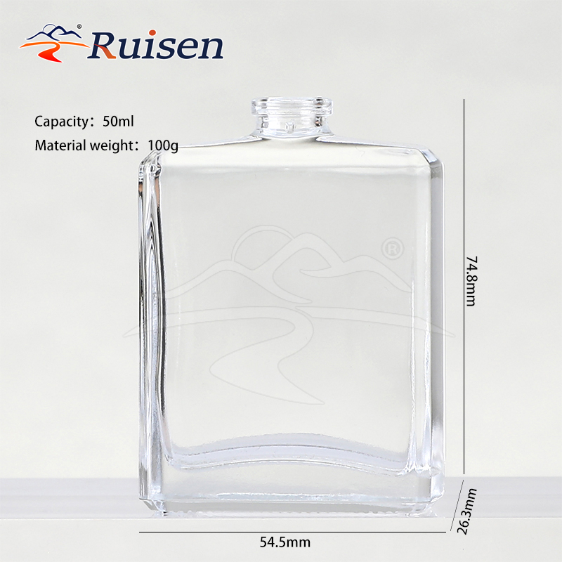 Cosmetic 100ml Square Glass Perfume Bottle Empty with Sprayer Pump Cap for Skin Care Cream Eye Drops Serums 
