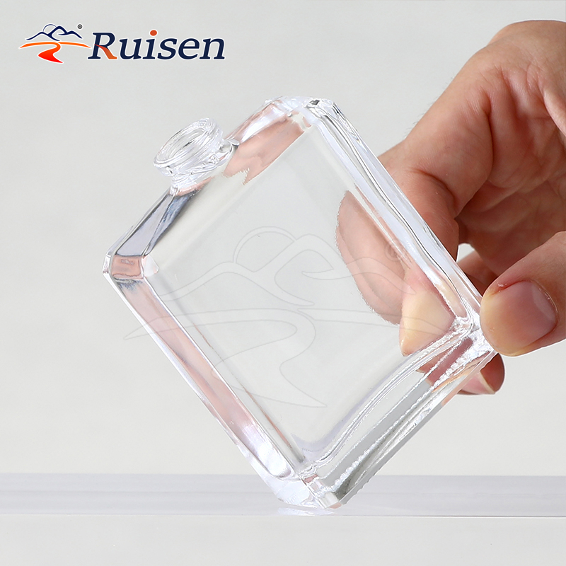 Cosmetic 100ml Square Glass Perfume Bottle Empty with Sprayer Pump Cap for Skin Care Cream Eye Drops Serums 
