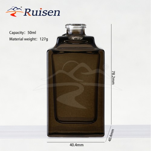 Transparent Black Perfume Bottle Crystal White Glass 50ml square Black Bayonet Thick Bottom Spot Perfume Bottle