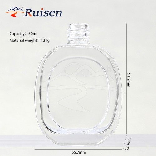 50ml Square Glass Perfume Bottle with Screw-Mouthed & Silk-Mouthed Roll Cap Personalized Cosmetic Empty Bottle Detachable