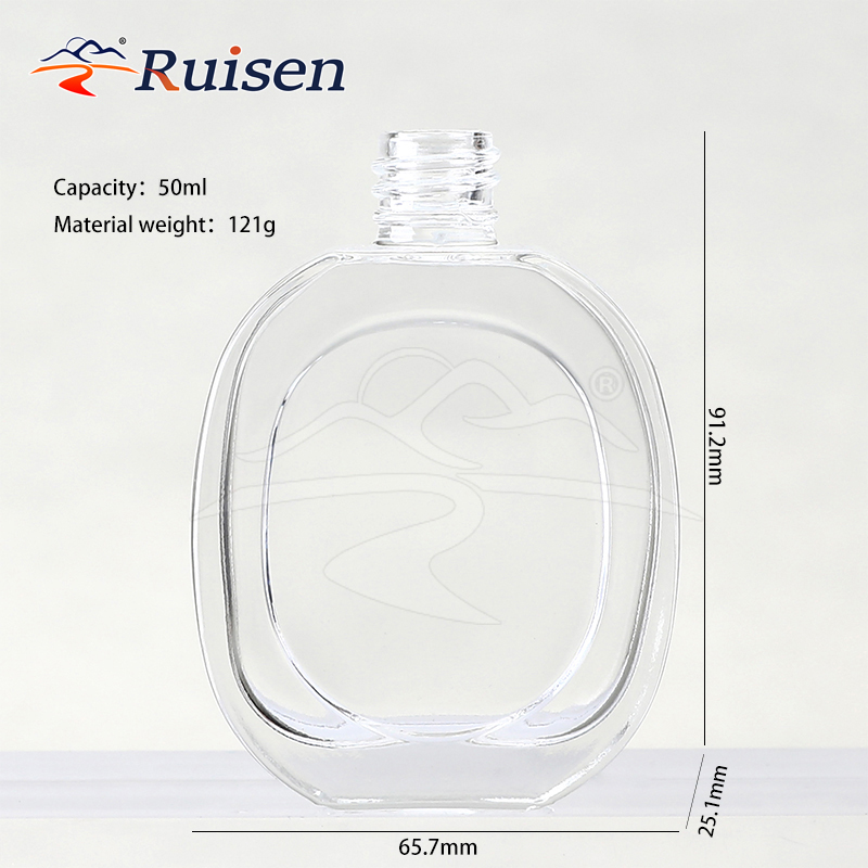 50ml Square Glass Perfume Bottle with Screw-Mouthed & Silk-Mouthed Roll Cap Personalized Cosmetic Empty Bottle Detachable 