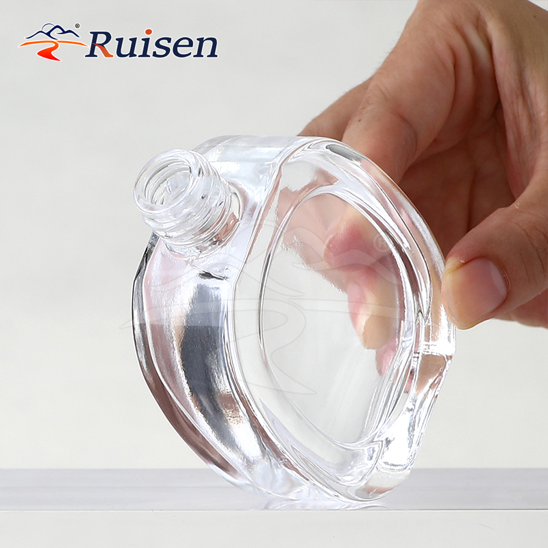 50ml Square Glass Perfume Bottle with Screw-Mouthed & Silk-Mouthed Roll Cap Personalized Cosmetic Empty Bottle Detachable 