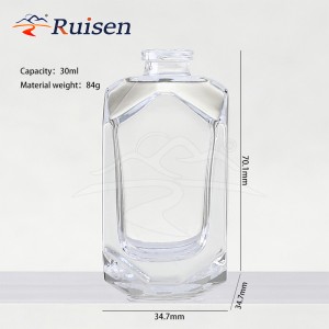 Fragrance High Grade Factory Sell Customize Crimp Mouth Prism 30ml 50ml Glass Polished Perfume Bottles 