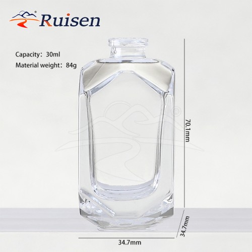 Fragrance High Grade Factory Sell Customize Crimp Mouth Prism 30ml 50ml Glass Polished Perfume Bottles
