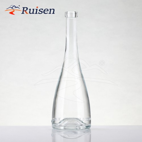 Long-Necked Cylinder Shaped Glass Bottle for Vodka Gin Whiskey & Tequila with Cork