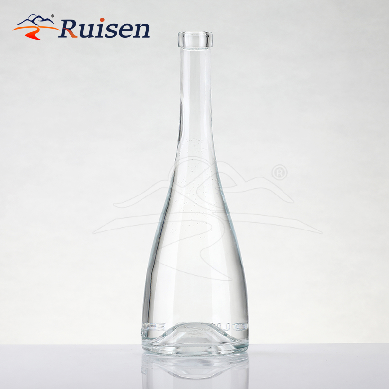 Long-Necked Cylinder Shaped Glass Bottle for Vodka Gin Whiskey & Tequila with Cork 
